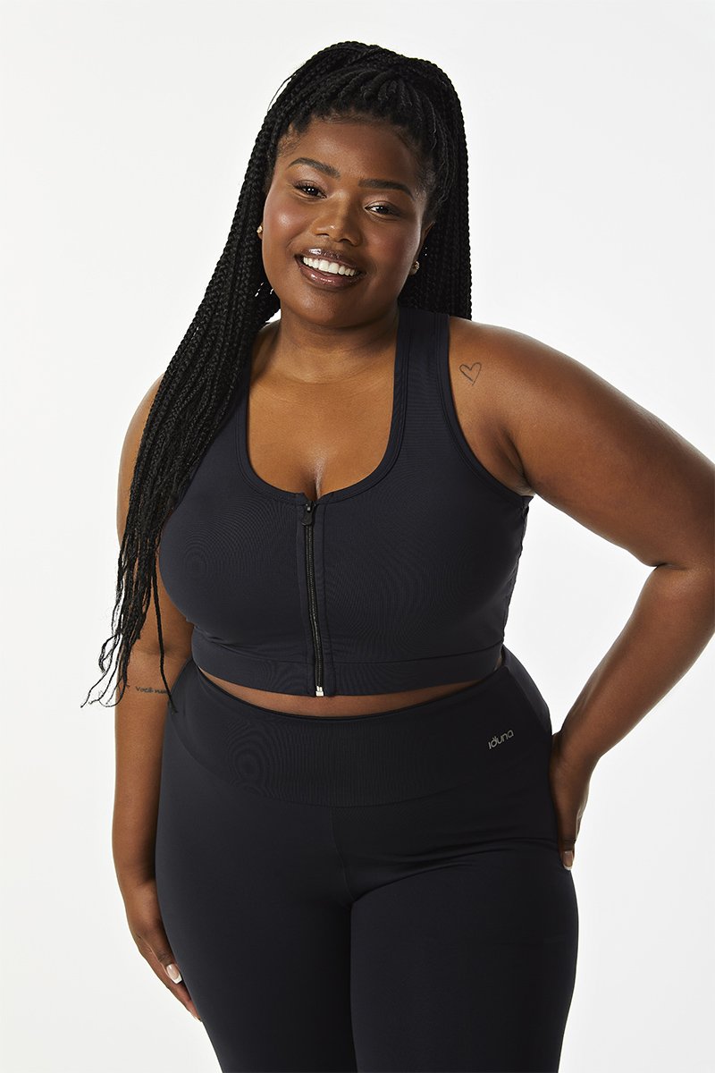 Top Iduna Plus Size em Poliamida com Ziper